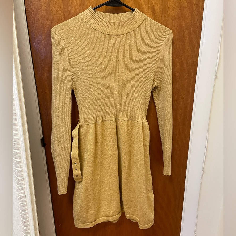 Free People gold sparkly sweater dress